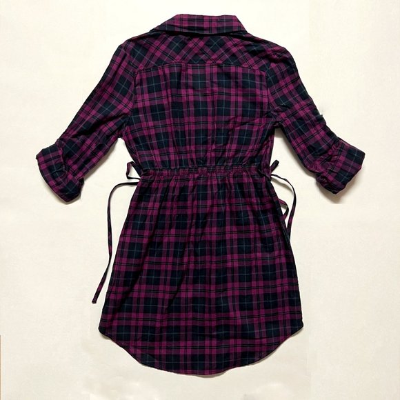 One Step Up Black + Fuchsia Plaid Long Top (Small) - Picture 2 of 7